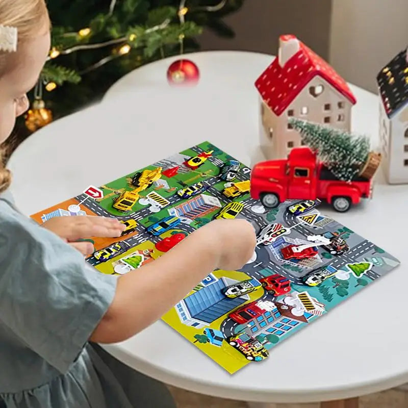 Ημερολόγιο Αντίστροφης Μέτρησης με 24 Παιχνίδια Αυτοκινήτων για Παιδιά, Σετ Δώρου Παιχνιδιών Οχημάτων για Χριστούγεννα, Διασκεδαστική Ψυχαγωγία για τις Διακοπές
