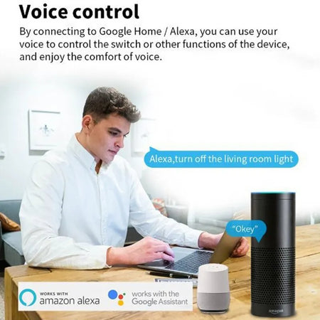 Mini Wi-Fi Smart Switch Module for 2-Way Control, Compatible with Alexa &amp; Google Home