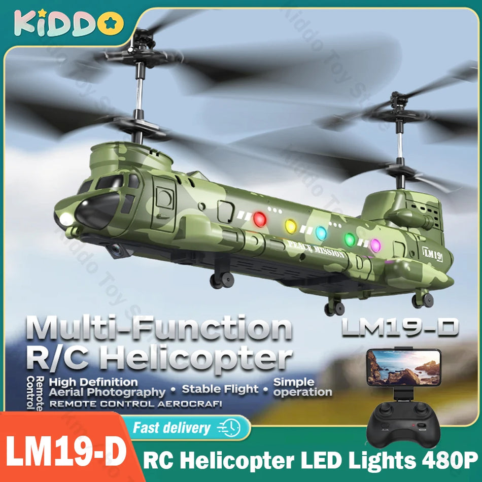 CONUSEA LM19 RC helikopters ar LED gaismām un 480P kameru, 2.4G tālvadība
