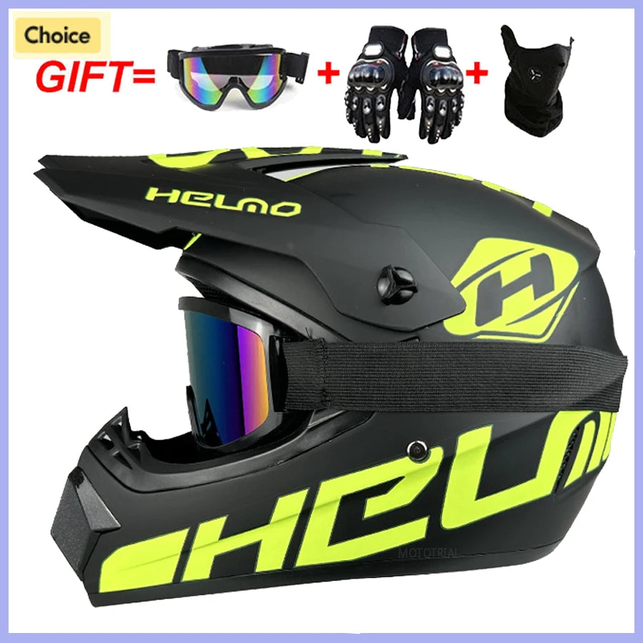 Premium Full Face Off-Road Motorcycle Helmet with 3 Free Gifts