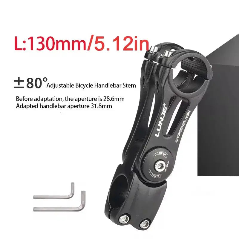 Adjustable Bicycle Handlebar Stem 90/110/130/145MM Road Mountain Bike Stem -80° 80° MTB Power Adjustment 31.8mm Bike Table by InterCyprus Trading Ltd