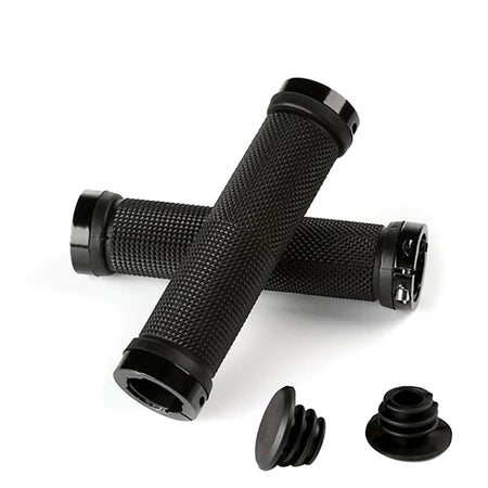 Comfort Grip MTB Bicycle Handlebar Grips with Lock-On Alloy Cuffs Black