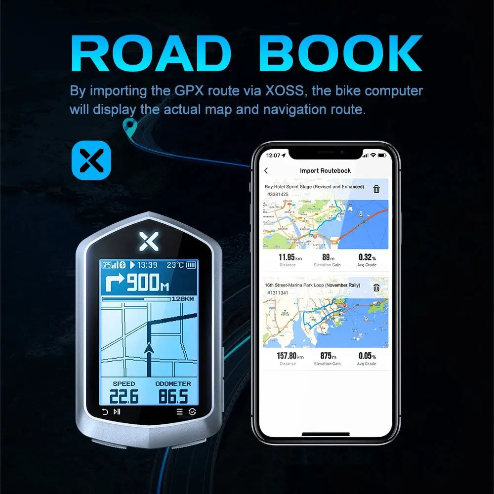 xoss fahrradcomputer XOSS NAV Plus NAV2 NAV+ Fahrradcomputer GPS Fahrradfahren Radfahren Kartenrouten Navigation MTB Straße Kabelloser Geschwindigkeitsmesser Kilometerzähler – InterCyprus Trading Ltd