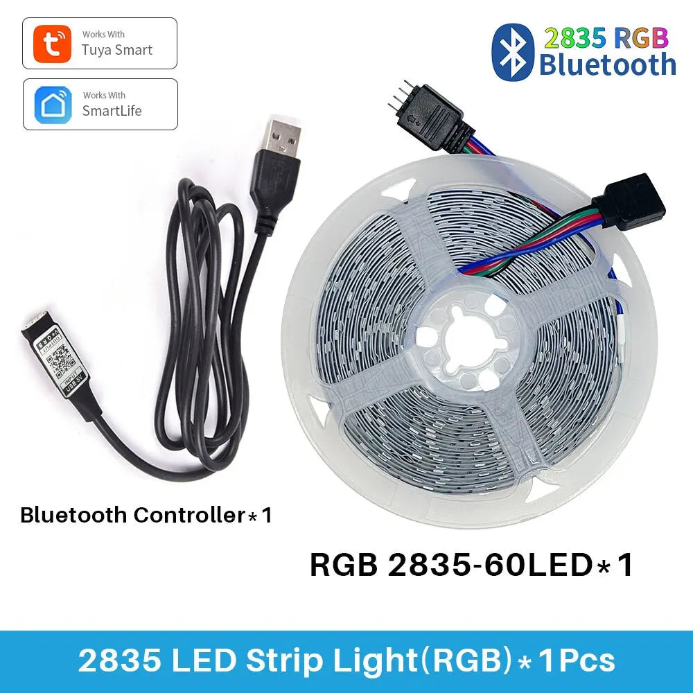 Elivco Tuya Smart Bluetooth RGB LED Strip Lights 5M with APP Control 5V-2835-5m / Bluetooth Version