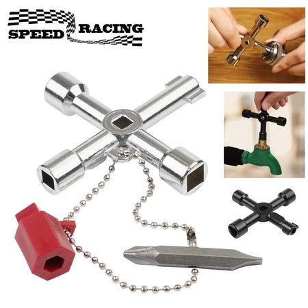 4 Way Cross Key Electrical Cabinet Key Utilities Key Triangle Wrench Plumber Keys for Faucet, Gas Meter, Valve, Spigots Opening by InterCyprus Trading Ltd
