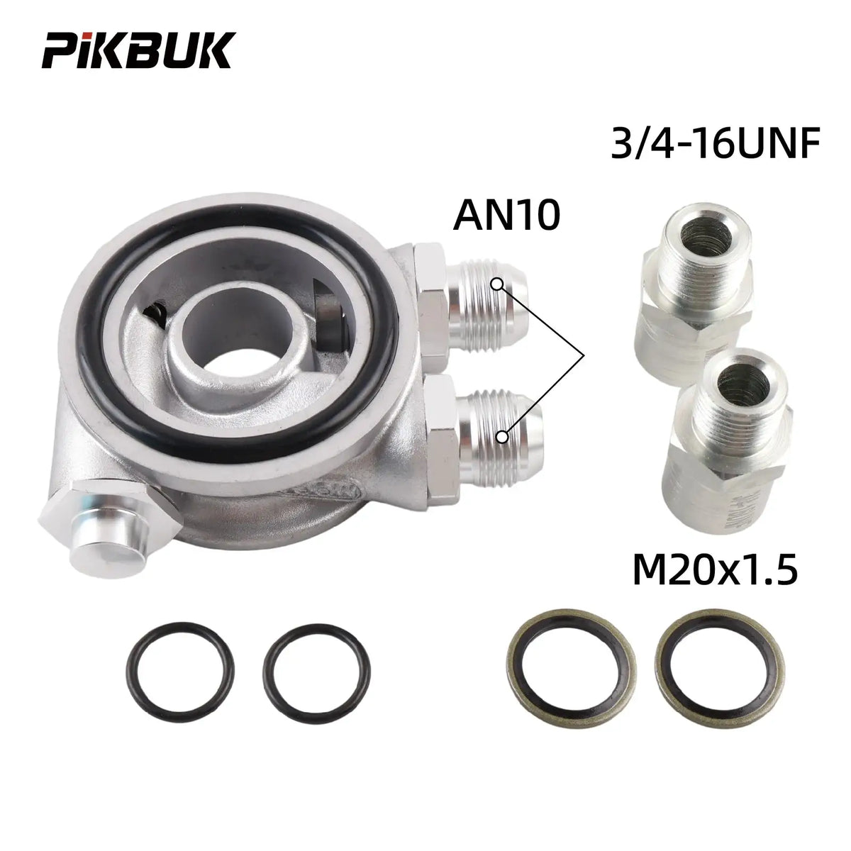 PIKBUK Aluminum AN8 AN10 Oil Cooler Sandwich Plate Filter Adapter Turbo Thermostat Oil Sender Adapter for Automotive by InterCyprus Trading Ltd