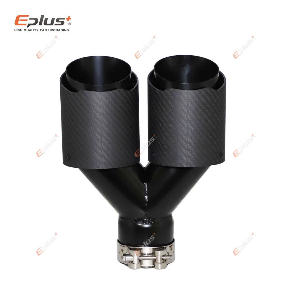 Наконечник глушителя из углеродного волокна Y-образной формы матовый двойной выход, универсальный черный