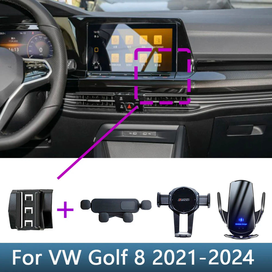 Държач за телефон с безжично зареждане за Volkswagen Golf 8 MK8 2021 2024