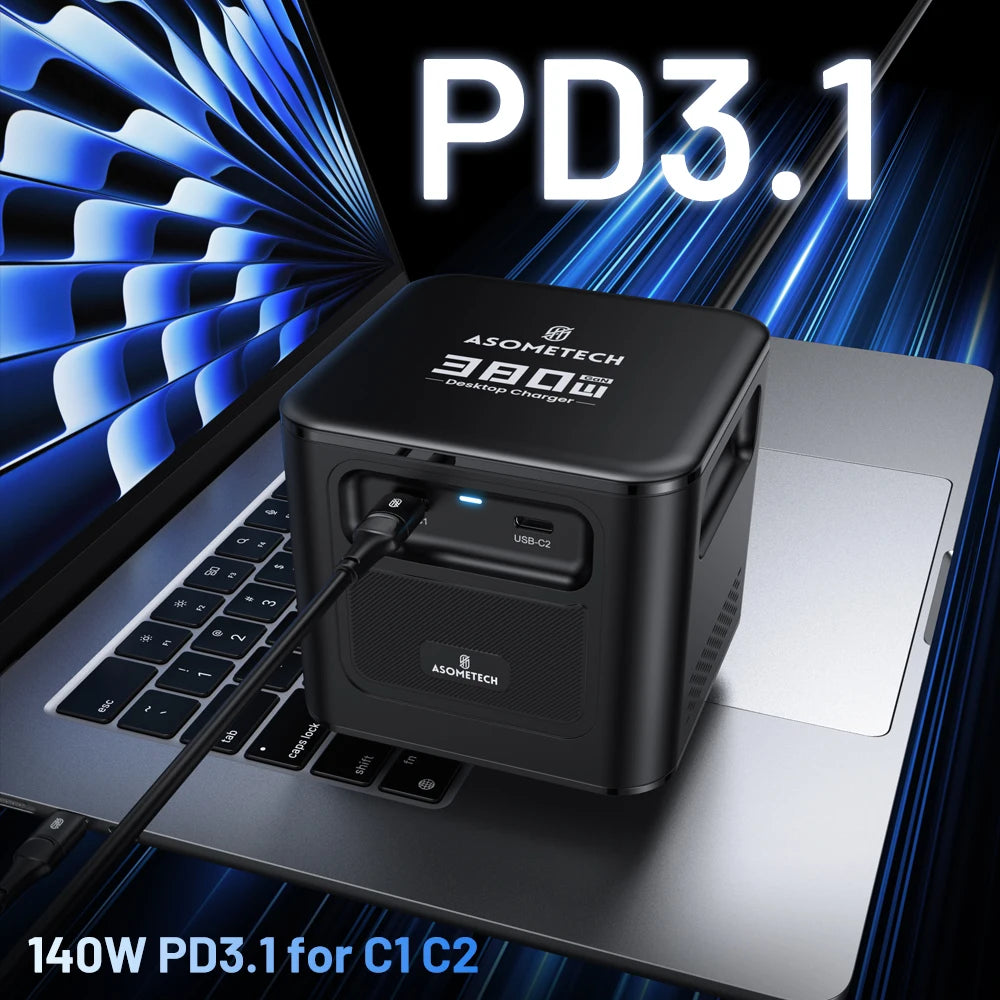 ASOMETECH 380W GaN Charger &ndash; Ultra-Fast Multi-Port Charging