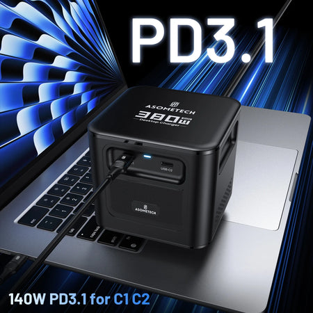 ASOMETECH 380W GaN Charger &ndash; Ultra-Fast Multi-Port Charging