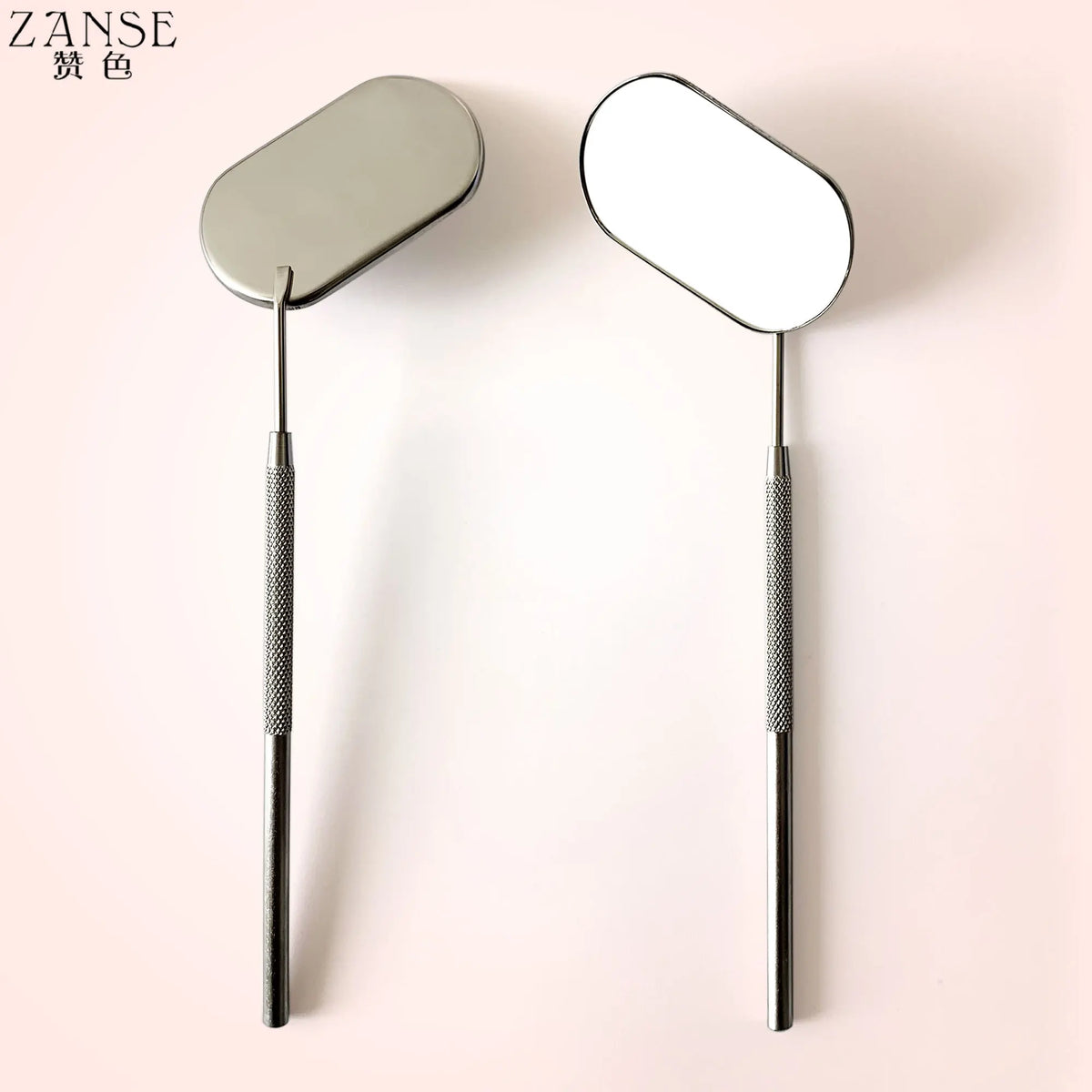 ZANSE Stainless Steel Eyelash Extension Mirror with Long Handle 1piece Silver