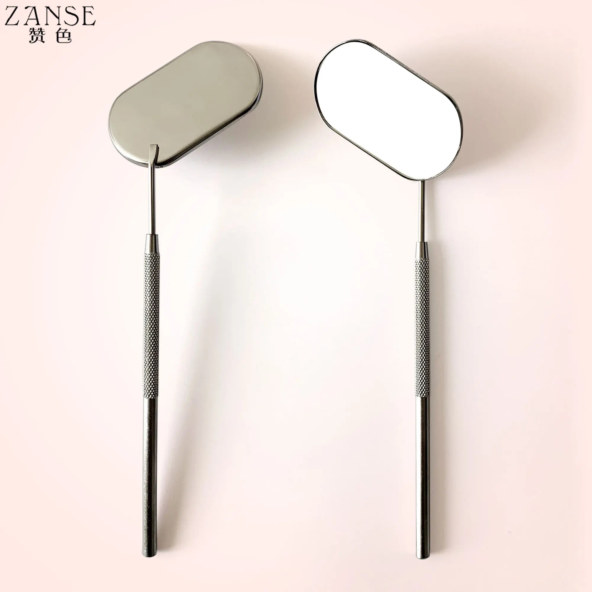 ZANSE Stainless Steel Eyelash Extension Mirror with Long Handle 1piece Silver
