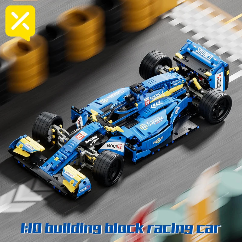 Toylinx 1to10 Bouw Racing Auto Blokken Blauwe Model Kit Cadeau