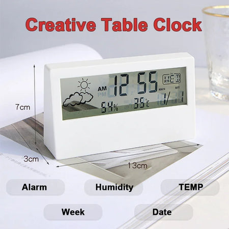 Multifunctional LCD Alarm Clock with Weather Display and Thermo-Hygrometer