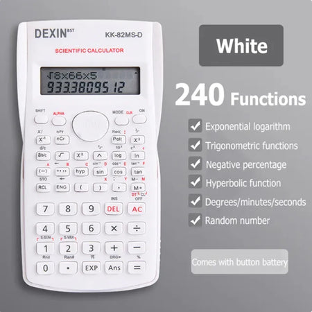 Multifunctional Scientific Calculator with Large Display for Students and Office Use White