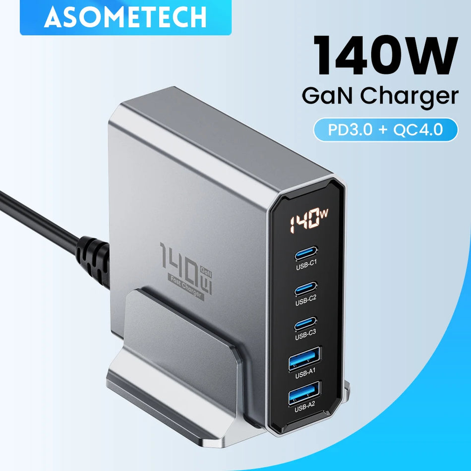 ASOMETECH 140W GaN USB Type C Charger &ndash; Ultra-Fast Quick Charge Technology