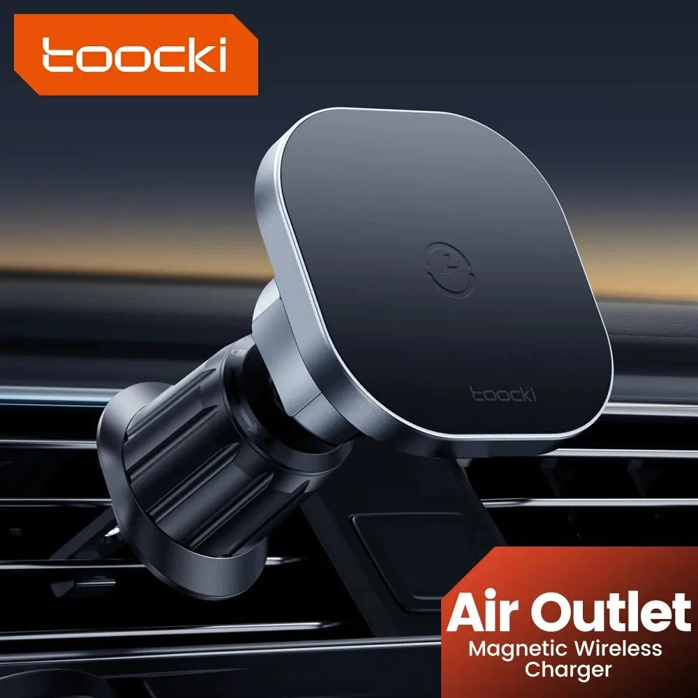 Toocki Magnetic Car Wireless Charger &ndash; 15W Fast Charging Sliver