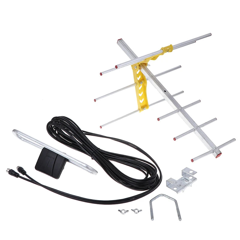 Outdoor 100 Mile Amplified 8 Yagi Antenna - HDTV 10dB Boost Default Title