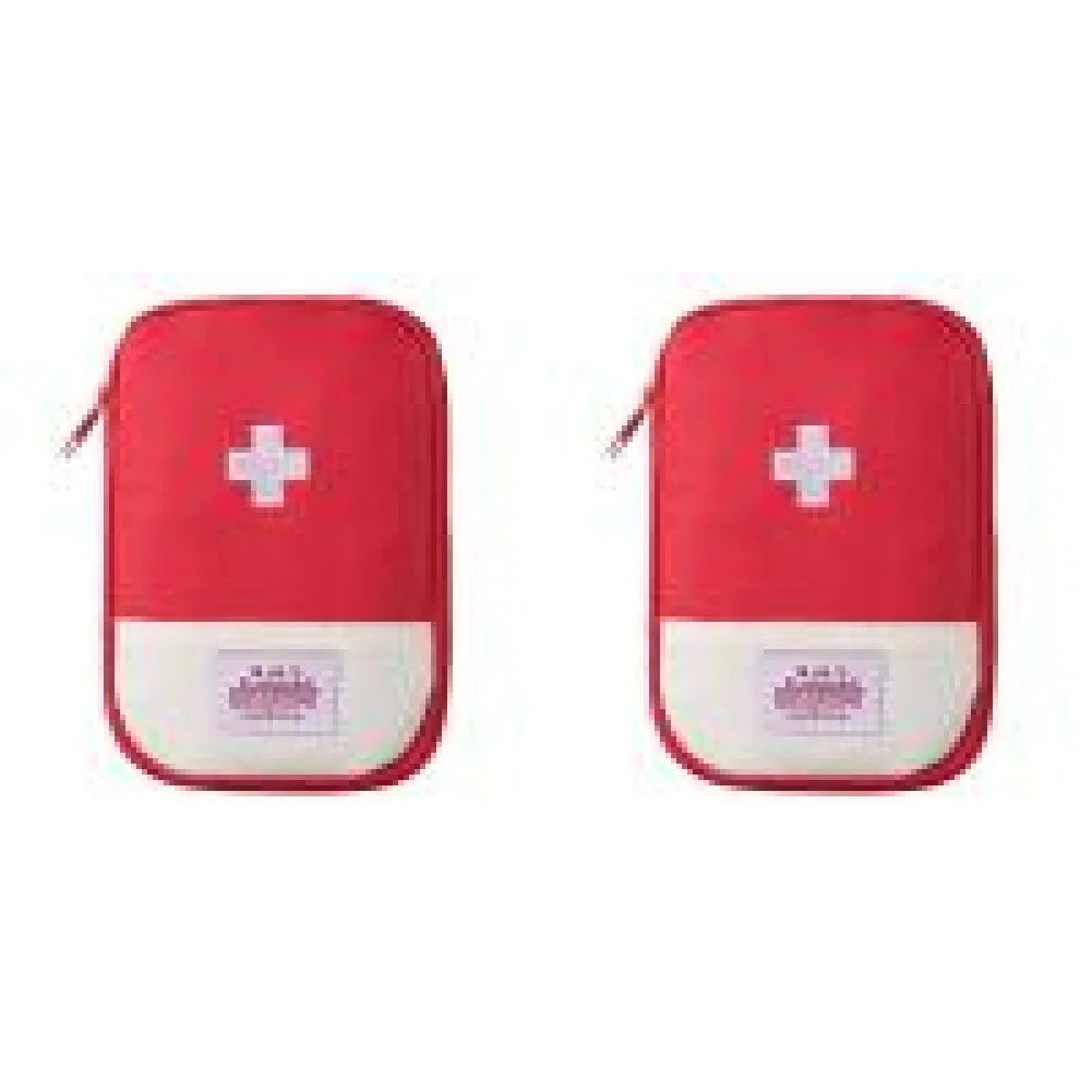 2PCS Mini Medicine Bag &ndash; Cute First Aid Kit Organizer Red / 18x13cm