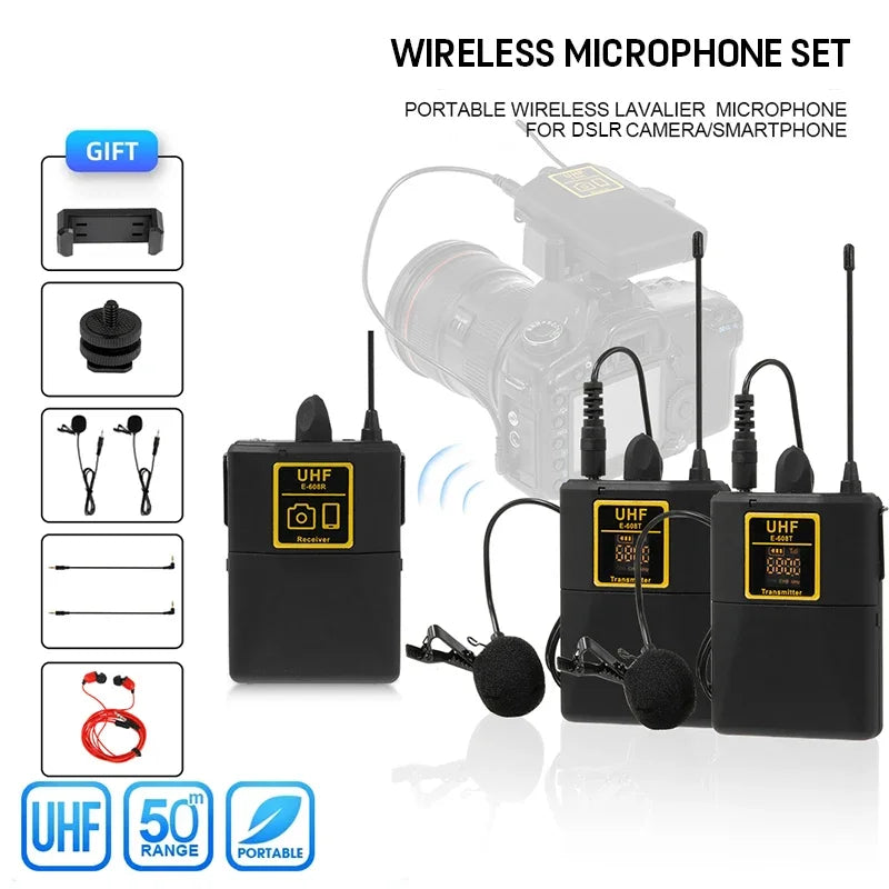 Luxuglow UHF Wireless Lavalier Mic &ndash; 30 Channel 50m Range