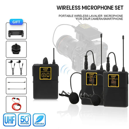 Luxuglow UHF Wireless Lavalier Mic &ndash; 30 Channel 50m Range
