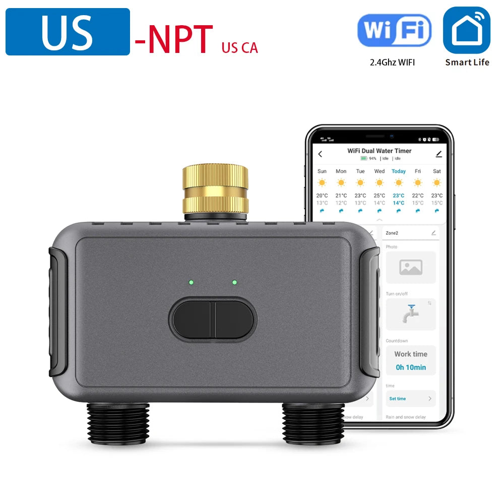SGW08WF - App Controlled Dual Outlet Irrigation Timer US Version NPT