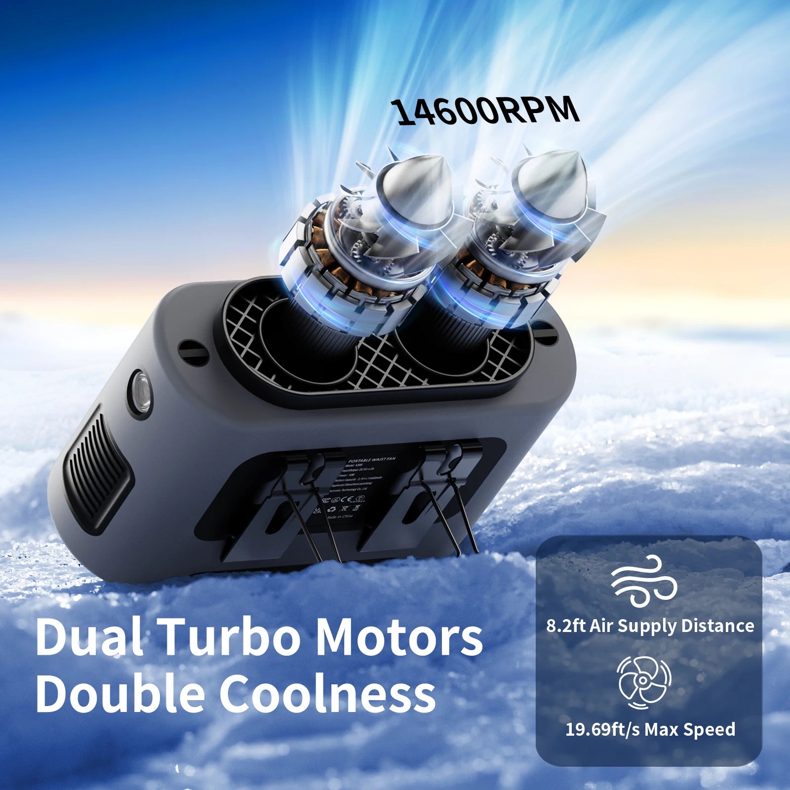 Socoolfan 14500mAh Portable Outdoor Fan &ndash; Strong Dual Air Vents for Travel and Sports