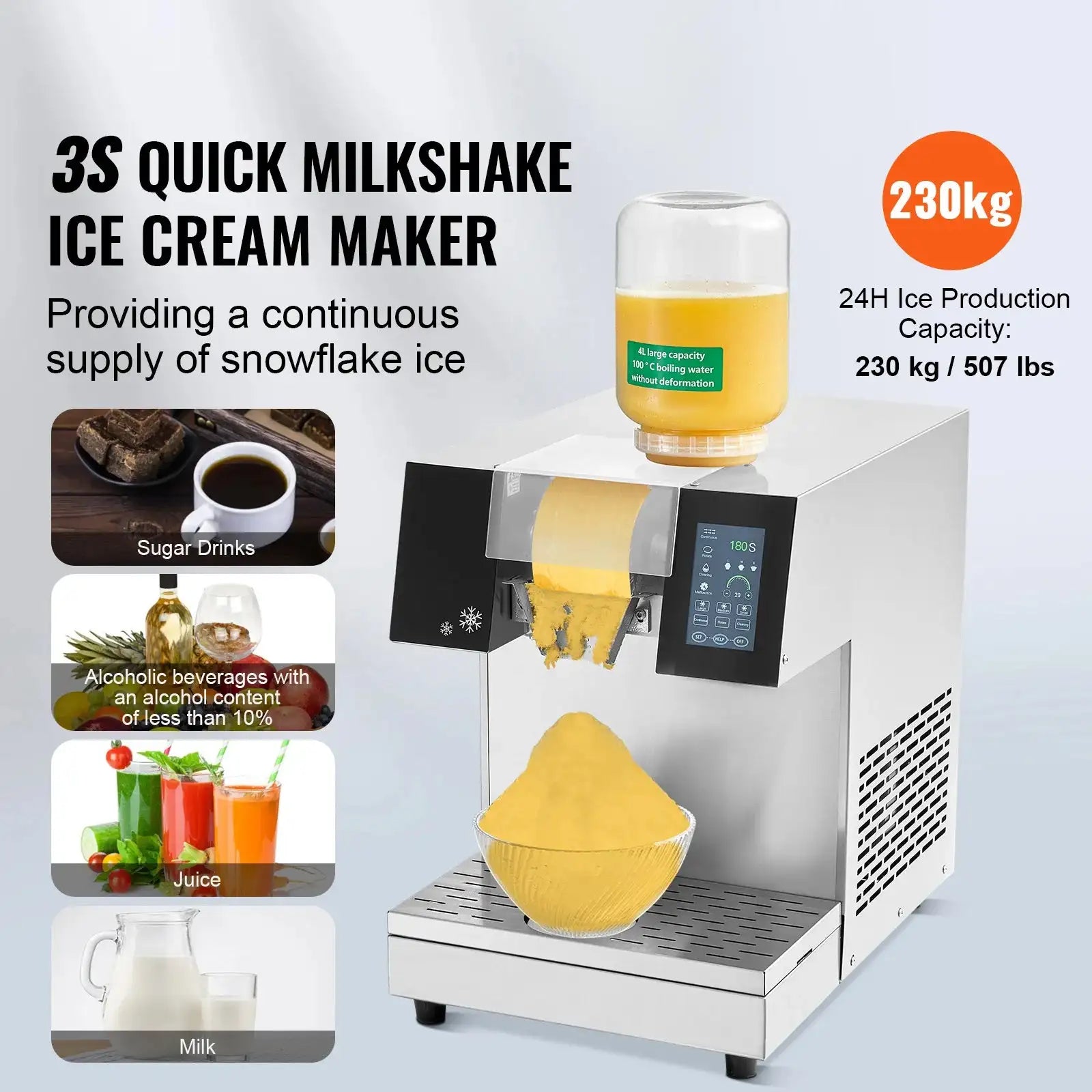 Commercial Snow Cone Maker Ice Machine Air Cooled