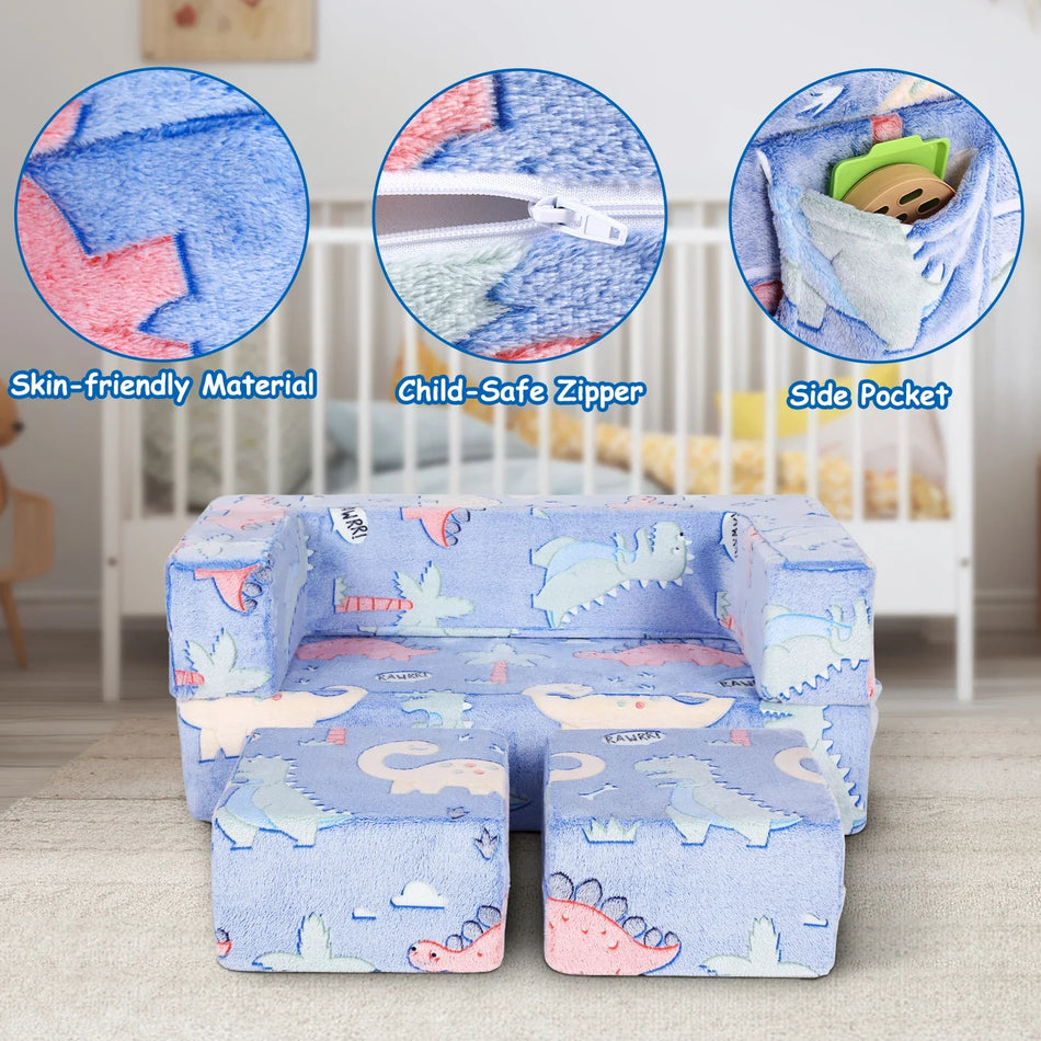 AuAg Glow In The Dark Extra Wide 3 In 1 Toddler Sofa