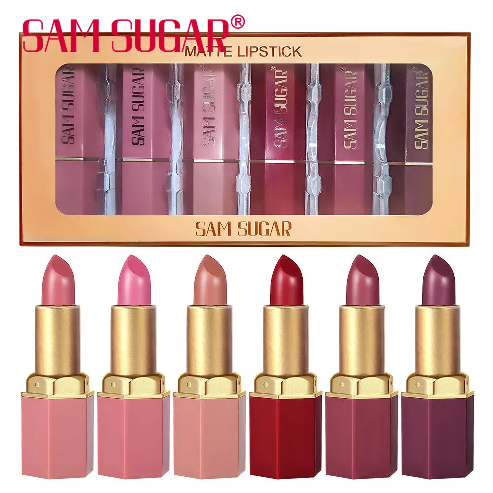 SAM SUGAR Matte Velvet Lipstick Set with Pearlescent Glitter