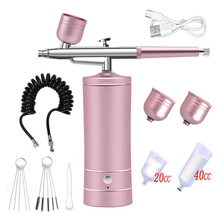 ZHIYU K10 Airbrush Nail Kit &ndash; Portable Sprayer For Nails Pink Set 1