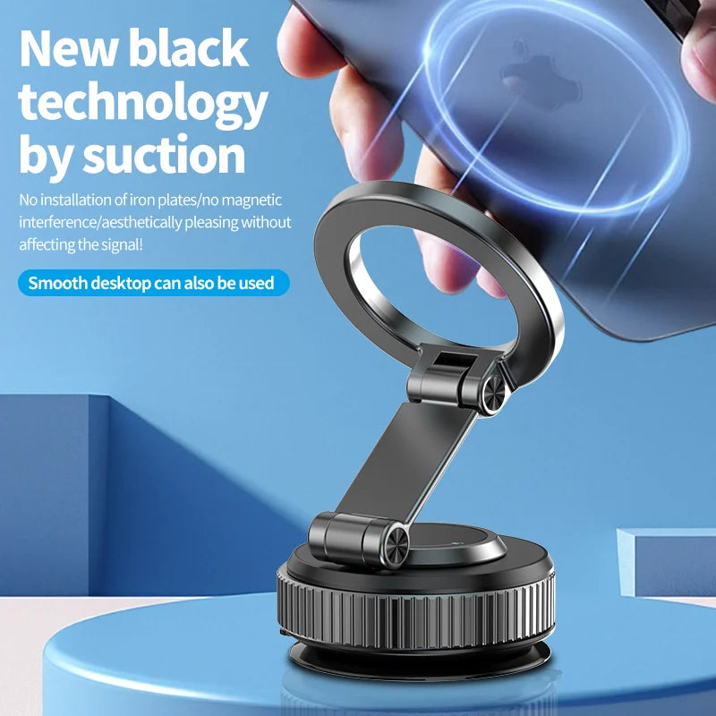 CrownQu 2025 Electric Vacuum Adsorption Car Phone Holder &ndash; 360 Degree Rotation with Strong Magnetic Stand