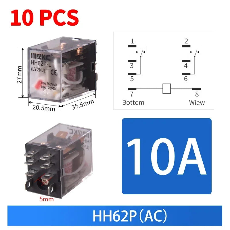 10PCS Miniature Control Relays &ndash; Versatile Compatibility for AC and DC Systems