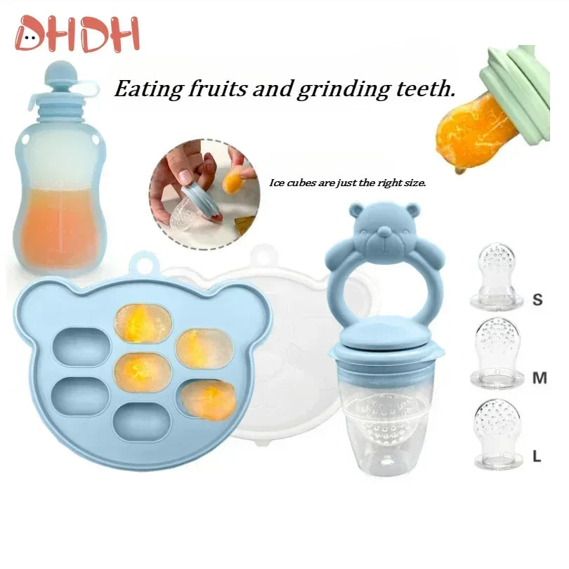 Sacos de Armazenamento de Comida para Bebés com Moldes de Cubos de Gelo, Sem BPA, À Prova de Vazamentos