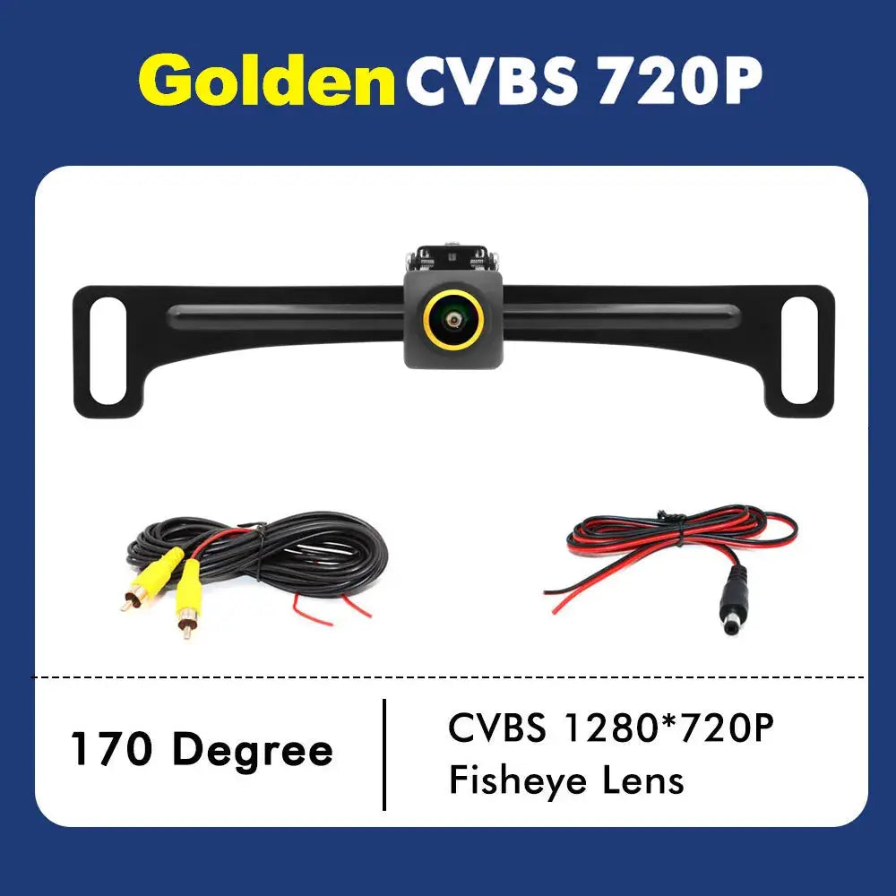 Waterproof AHD 1080P Car License Plate Rear View Camera 180° Fisheye Lens CVBS Switchable Reverse Parking Backup Camera by InterCyprus Trading Ltd