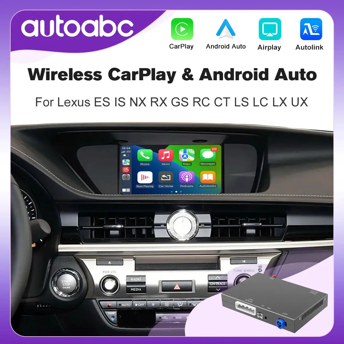 Wireless CarPlay Android Auto For Lexus RC CT LS LX LC UX GX NX RX IS ES GS 2014-2019 Support Mirror Link Navigation Functions by InterCyprus Trading Ltd