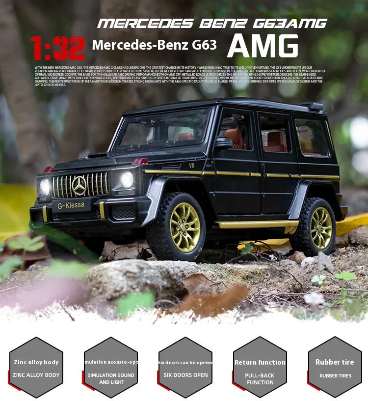 Model samochodu diecast 1:32 z dźwiękiem i światłem dla Mercedes-Benz G63 AMG