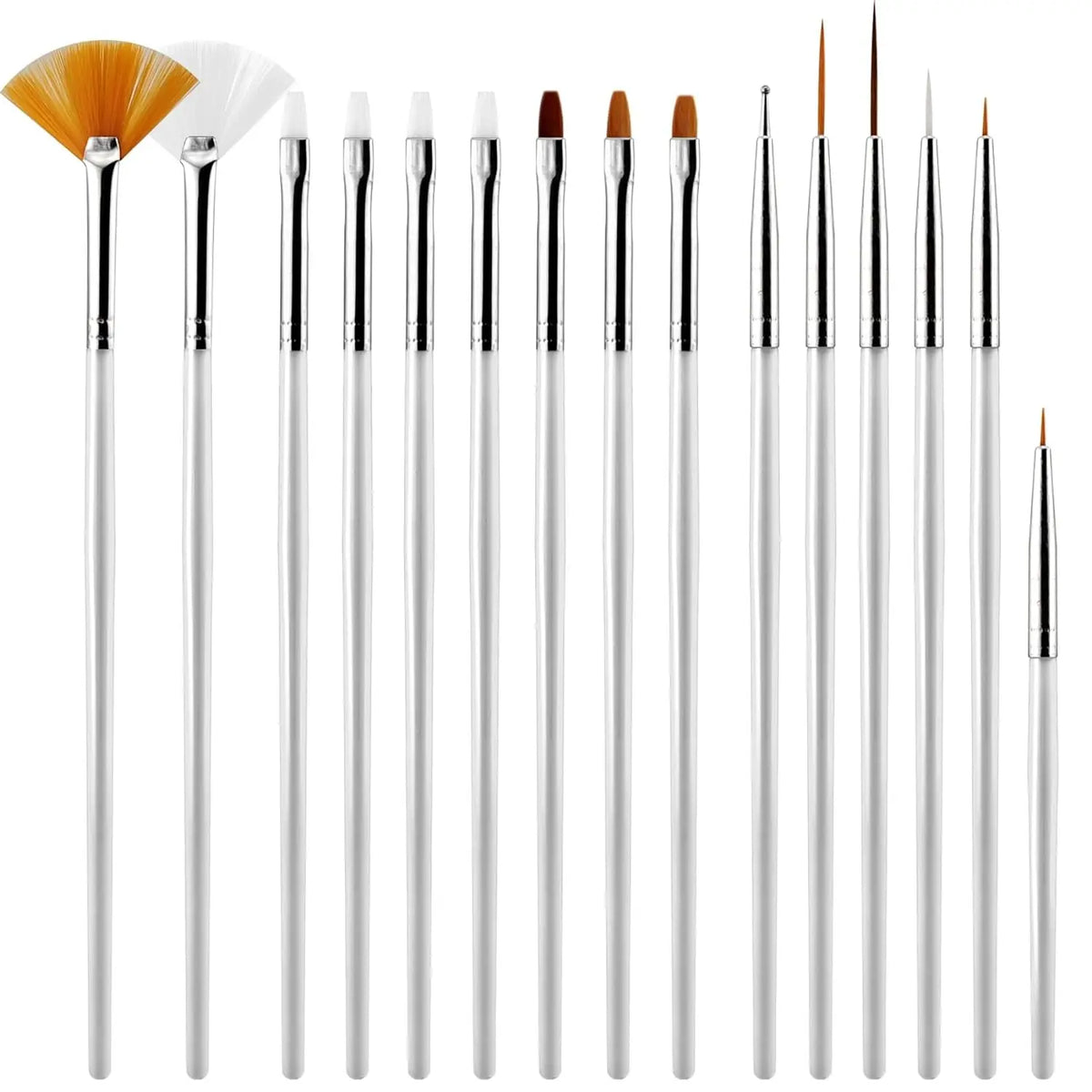 YIKOOLIN 15pcs Nail Paint Brushes Set &ndash; Nail Art Tools White