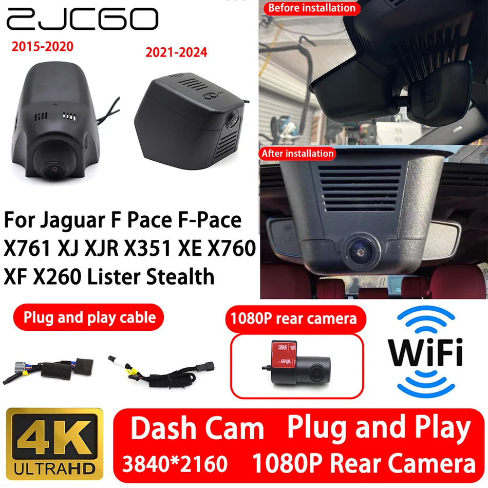 Jaguar F-Pace Front and Rear Dash Cam 4K 2160P WiFi Plug and Play
