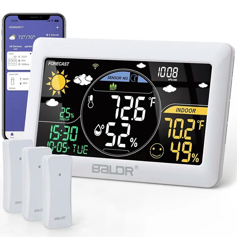 BALDR WiFi Weather Station with App-Controlled Indoor/Outdoor Monitoring