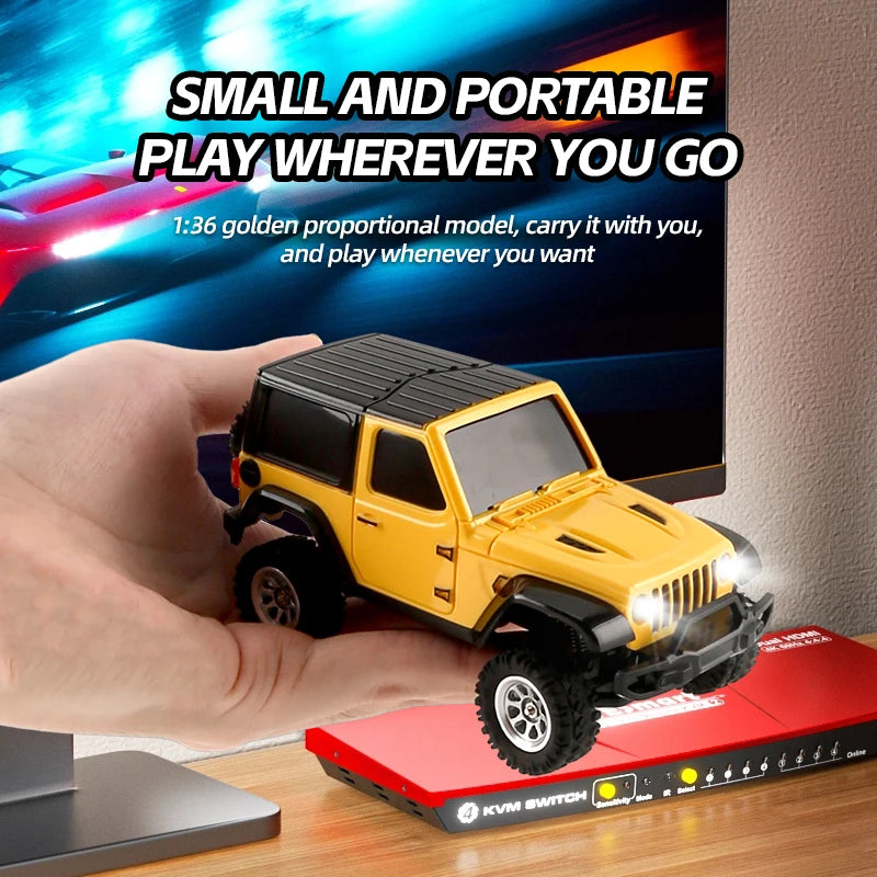 1/36 Scale RC Crawler Car 4WD Mini Remote Vehicle - LED