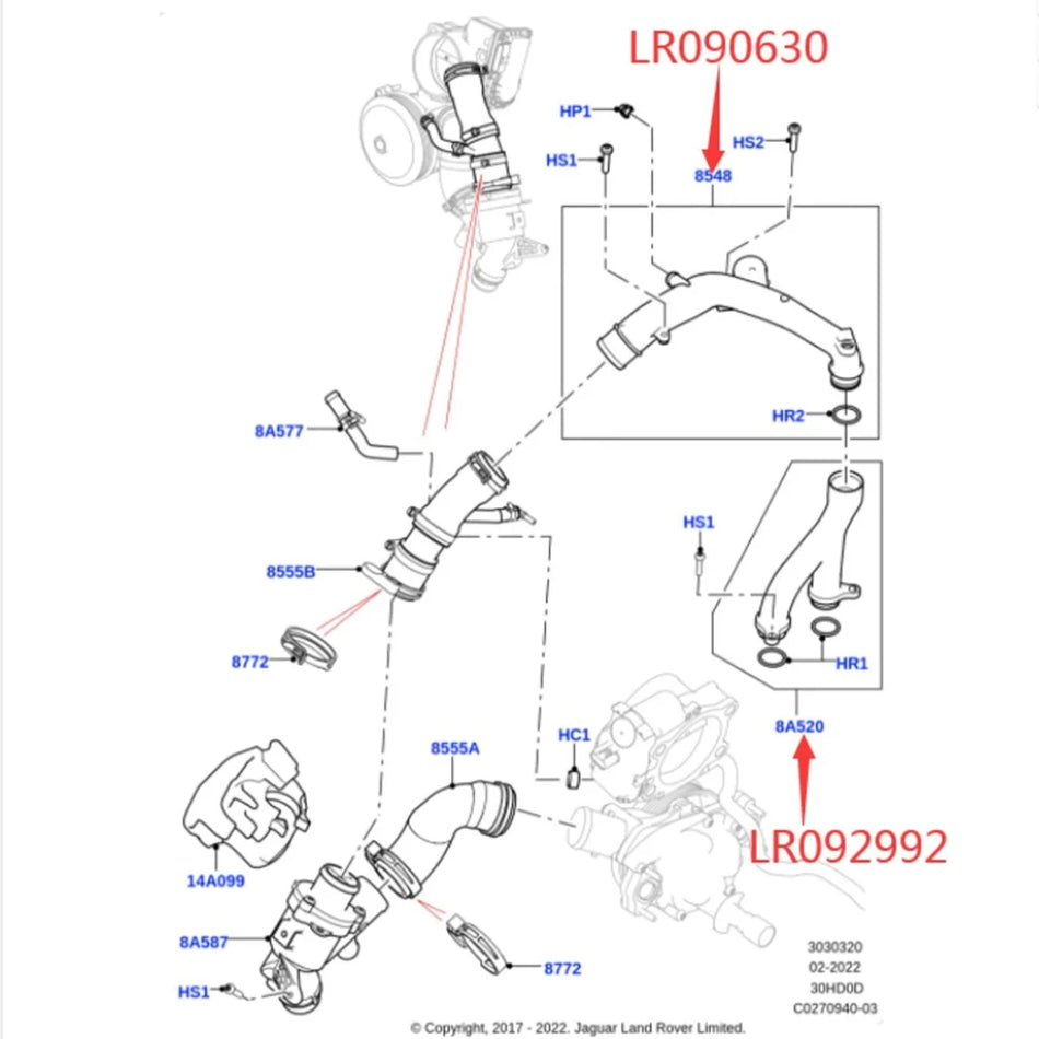 Conductă de evacuare a apei pentru Land Rover Discovery 4 Range Rover Sport LR090630 LR092992 3.0L 5.0L