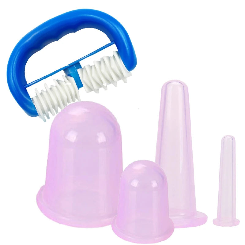 Silicone Facial Massage Cupping Set &ndash; Vacuum Massage Therapy 5pcs Purple