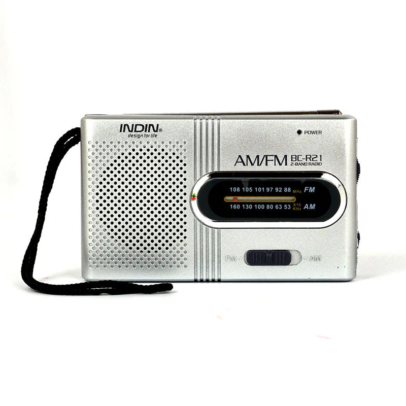 BC-R2 Portable Retro Radio with Telescopic Antenna, AM/FM Stereo Silver