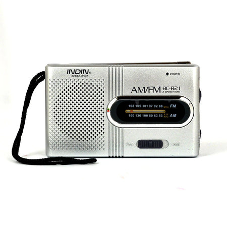 BC-R2 Portable Retro Radio with Telescopic Antenna, AM/FM Stereo Silver