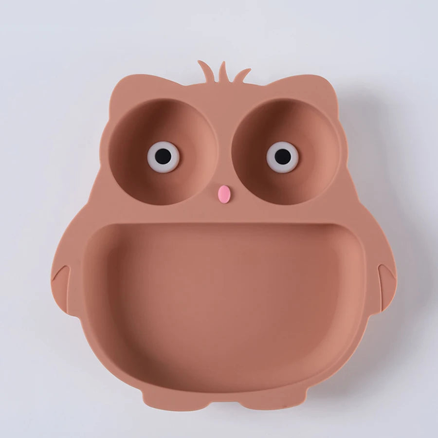 Cartoon Owl Suction Cup Bowl &ndash; Perfect for Baby Feeding Training peach
