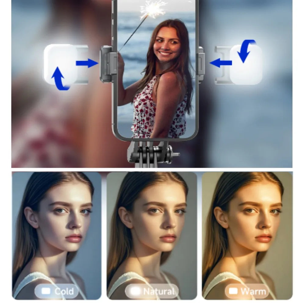 MEUYAG Monopod Remote Shutter with Fill Light &amp; Bluetooth Selfie Stick for Smartphones