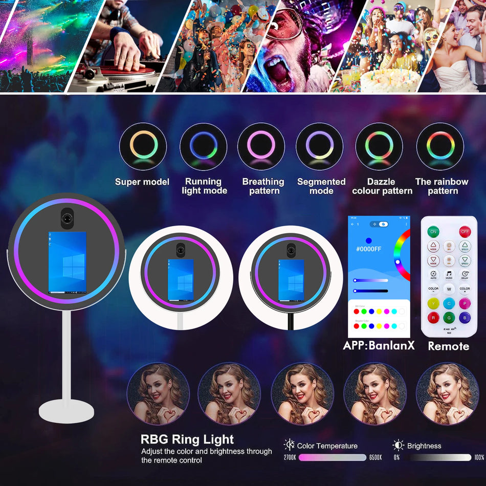 Pārnēsājamā burvju spoguļa foto kabīne 21.5 Inch kāzām