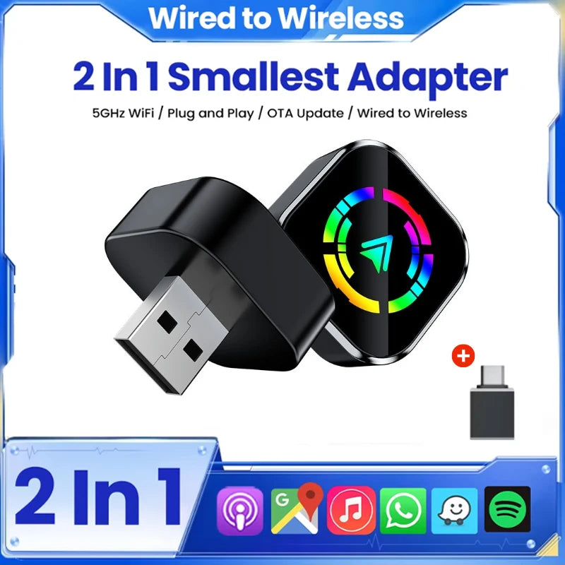 Wireless CarPlay and Android Auto Adapter for Wired Cars Plug and Play