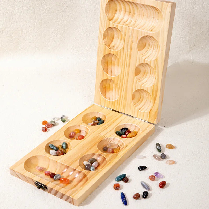 Tavola da gioco Mancala in legno Raindrop Rock Giocattolo educativo
